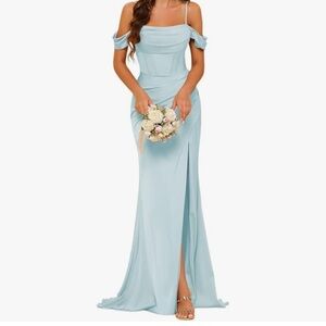 Long Satin Bridesmaid Dresses with Silt